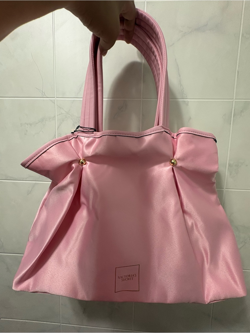 Victoria's Secret Pink Satin Pleated Tote